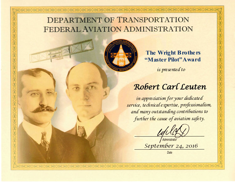 FAA Wright Bros. Master Pilot Award