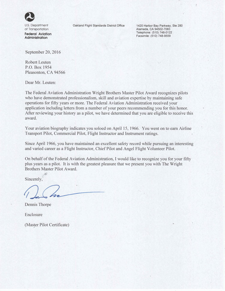 FAA Award Letter